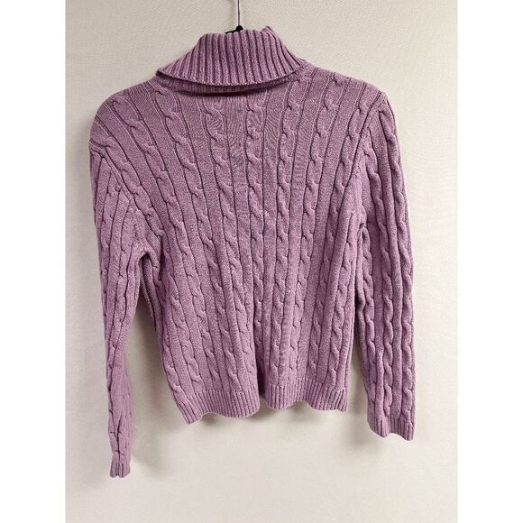 Chaps Womens Pullover Knitted Mock neck Sweater Purple Medium 100% Cotton - Picture 2 of 4
